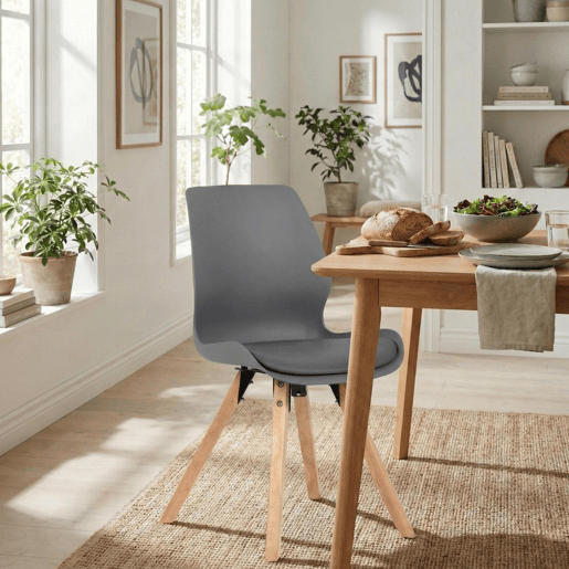 Silla de comedor Luna Plástico Gris 58X49X87.5 cm