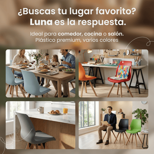 Silla de comedor Luna Plástico Gris 58X49X87.5 cm