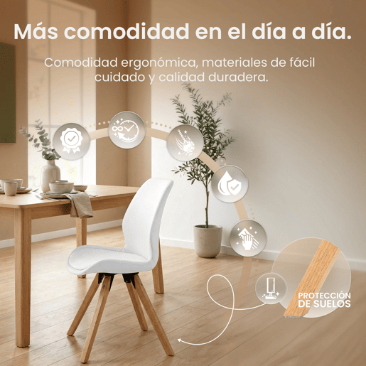 Silla de comedor Luna Simil cuero Blanco 58X49X87.5 cm