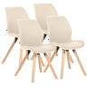 Set de 4 sillas Luna Simil cuero Crema 58X49X87.5 cm