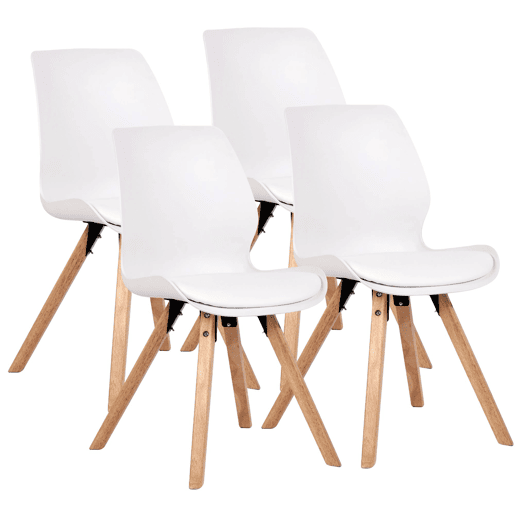 Set de 4 sillas Luna Plástico Blanco 58X49X87.5 cm