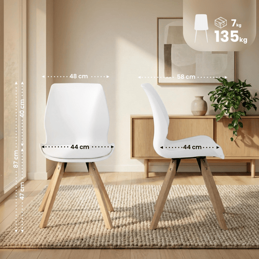 Set de 4 sillas Luna Plástico Blanco 58X49X87.5 cm