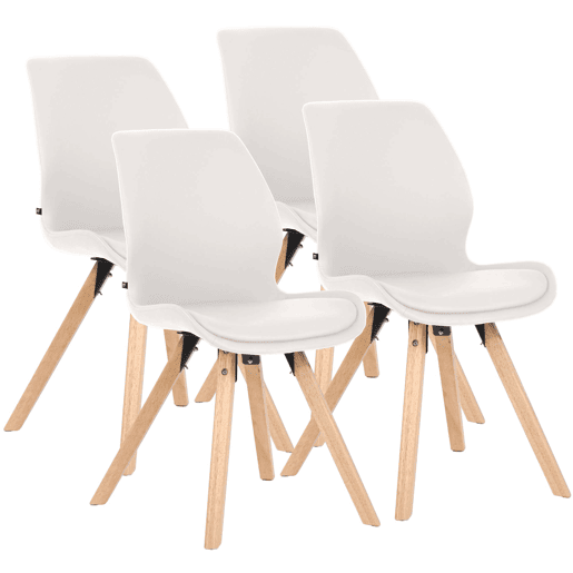 Set de 4 sillas Luna Simil cuero Blanco 58X49X87.5 cm