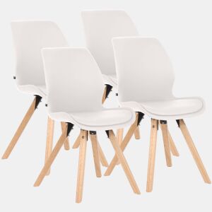 Set de 4 sillas Luna Simil cuero Blanco 58X49X87.5 cm