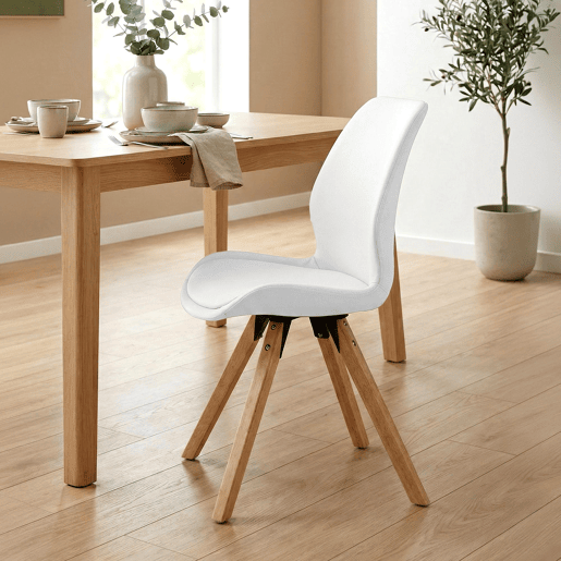 Set de 4 sillas Luna Simil cuero Blanco 58X49X87.5 cm