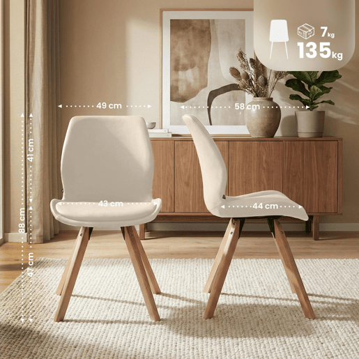 Silla de comedor Luna Simil cuero Crema 58X49X87.5 cm Silla de comedor Luna Simil cuero Crema 58X49X87.5 cm