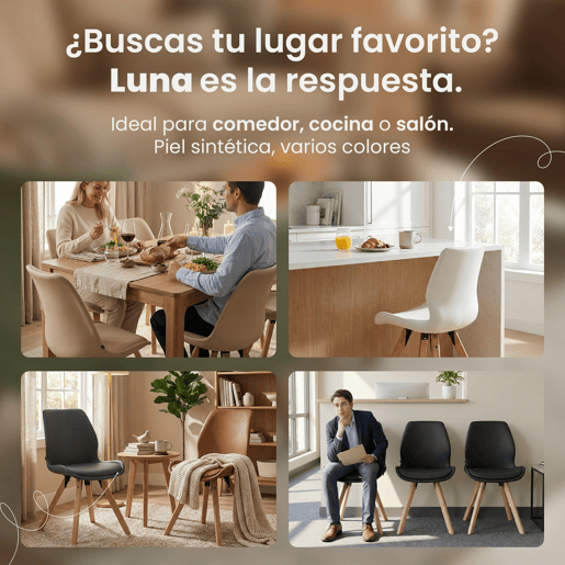 Silla de comedor Luna Simil cuero Crema 58X49X87.5 cm Silla de comedor Luna Simil cuero Crema 58X49X87.5 cm