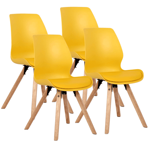 Set de 4 sillas Luna Plástico Amarillo 58X48X87 cm