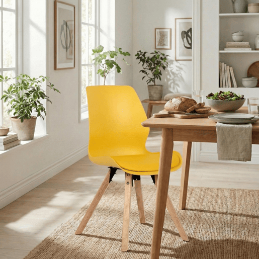 Set de 4 sillas Luna Plástico Amarillo 58X48X87 cm