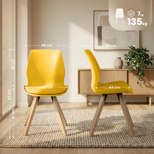Silla de comedor Luna Plástico Amarillo 58X49X87.5 cm