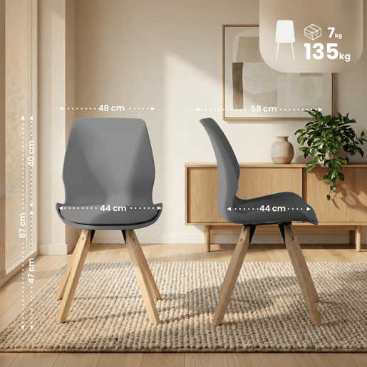 Set de 4 sillas Luna Plástico Gris 58X48X87 cm