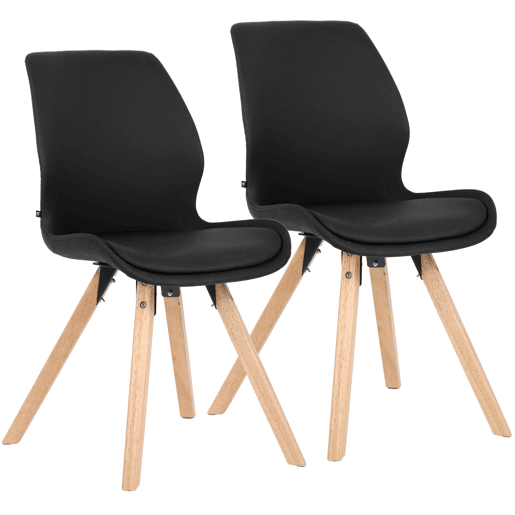 Set de 2 sillas de comedor Luna Simil cuero Negro 58X49X87.5 cm