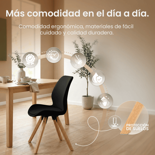 Set de 2 sillas de comedor Luna Simil cuero Negro 58X49X87.5 cm