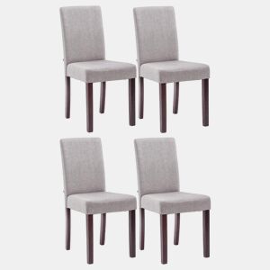 Juego de 4 Sillas de comedor Ina de tela Gris claro 47X41X91 cm