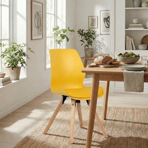 Set de 2 sillas de comedor Luna Plástico Amarillo 58X48X87 cm