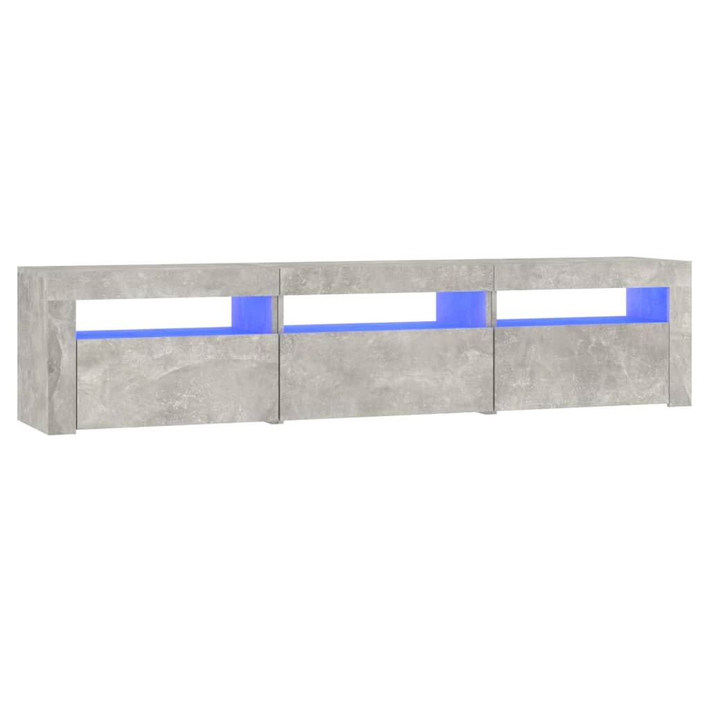 mueble de tv con luces led gris hormigon 180x35x40 cm