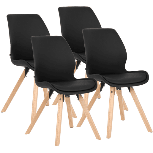 Set de 4 sillas Luna Simil cuero Negro 58X49X87.5 cm