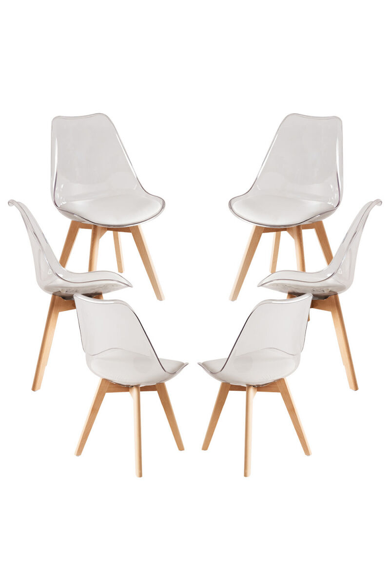 Pack 6 sillas synk transparente asiento - blanco
