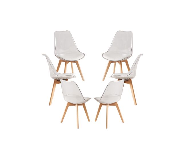 Pack 6 sillas synk transparente asiento - blanco