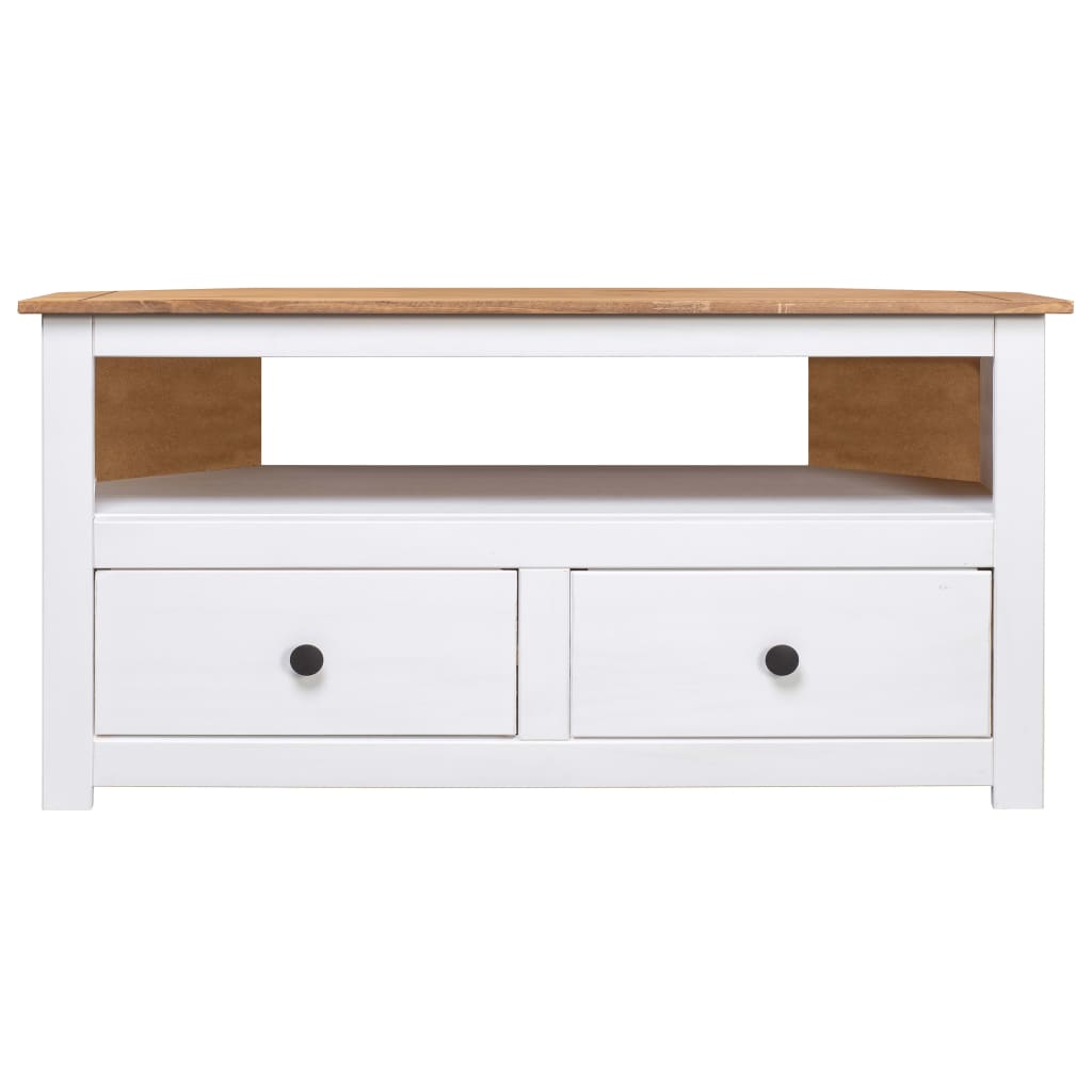 mueble esquinero tv madera pino estilo panama blanco 93x49x49cm