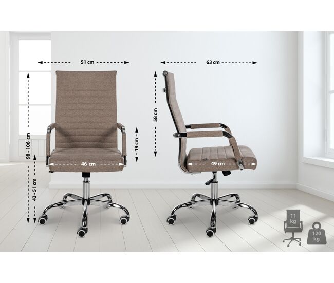 Silla de oficina amadora en cuero pu o tela 51x63x98 cm