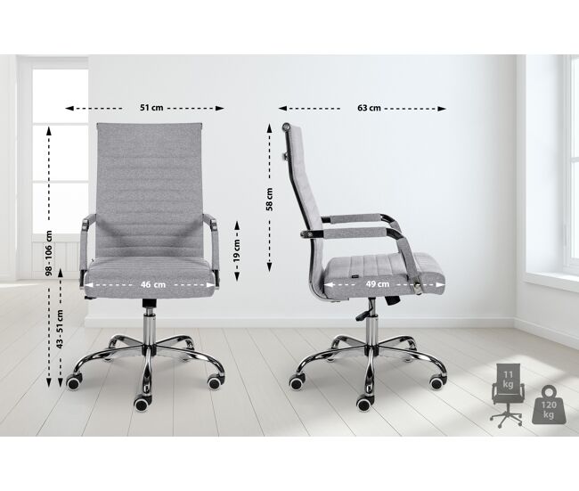 Silla de oficina amadora en cuero pu o tela 51x63x98 cm