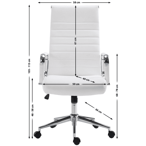Silla De Oficina Kolumbus Simil cuero Blanco 66X58X105 cm