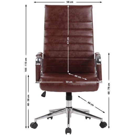 Silla De Oficina Kolumbus Simil cuero Burdeos 66X58X105 cm