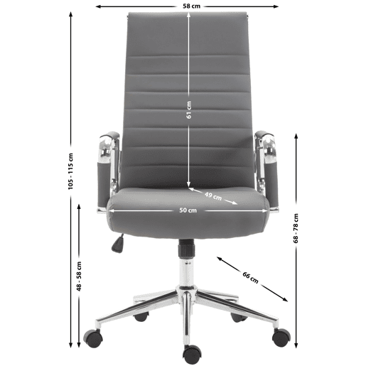 Silla De Oficina Kolumbus Simil cuero Gris 66X58X105 cm