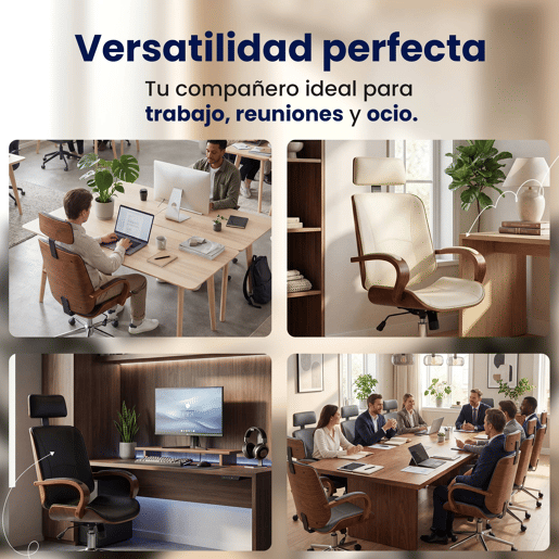 Silla de oficina Dayton Simil cuero Nogalblanco 70X70X118 cm