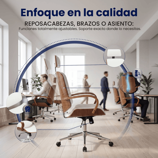 Silla de oficina Dayton Simil cuero Nogalblanco 70X70X118 cm