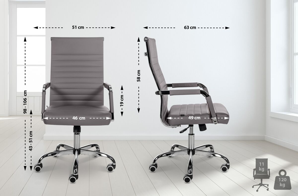 Silla de oficina amadora en cuero pu o tela 51x63x98 cm