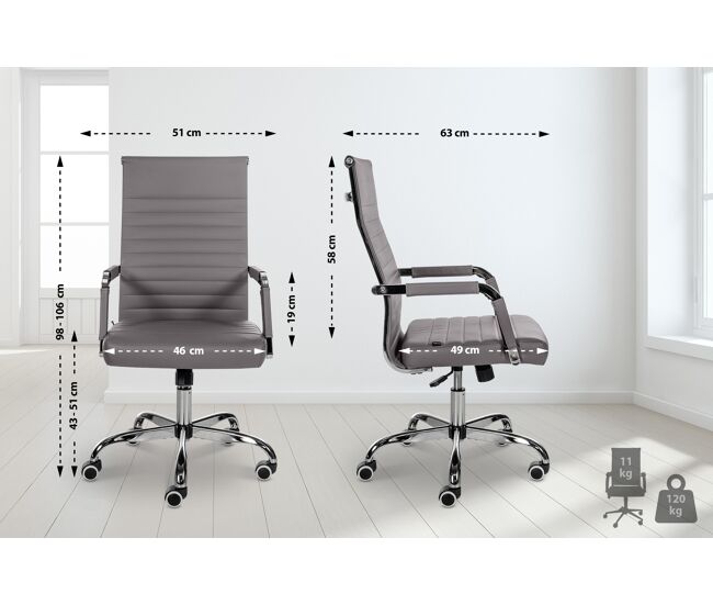 Silla de oficina amadora en cuero pu o tela 51x63x98 cm