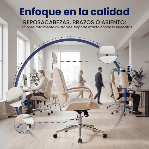 Silla de oficina Dayton Simil cuero Naturalblanco 70X70X118 cm