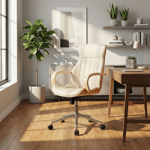 Silla De Oficina Melilla Simil cuero Naturalcrema 68X63X100 cm