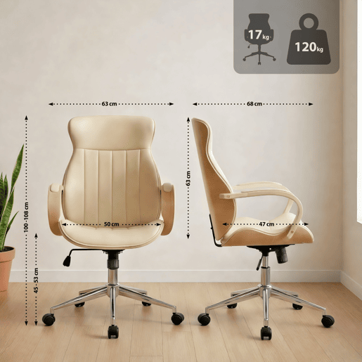 Silla De Oficina Melilla Simil cuero Naturalcrema 68X63X100 cm
