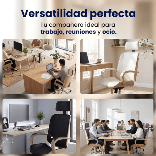 Silla de oficina Dayton Simil cuero Naturalgris 70X70X118 cm