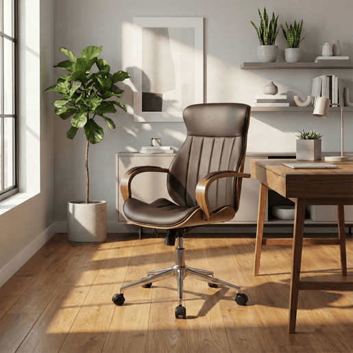 Silla De Oficina Melilla Simil cuero Nogalmarrón 68X63X100 cm