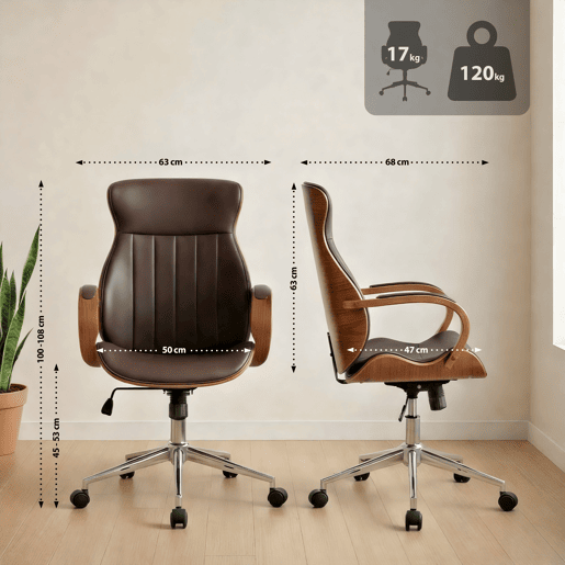 Silla De Oficina Melilla Simil cuero Nogalmarrón 68X63X100 cm