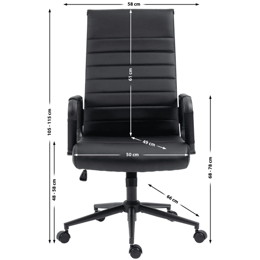 Silla De Oficina Kolumbus Simil cuero Negronegro 66X58X105 cm