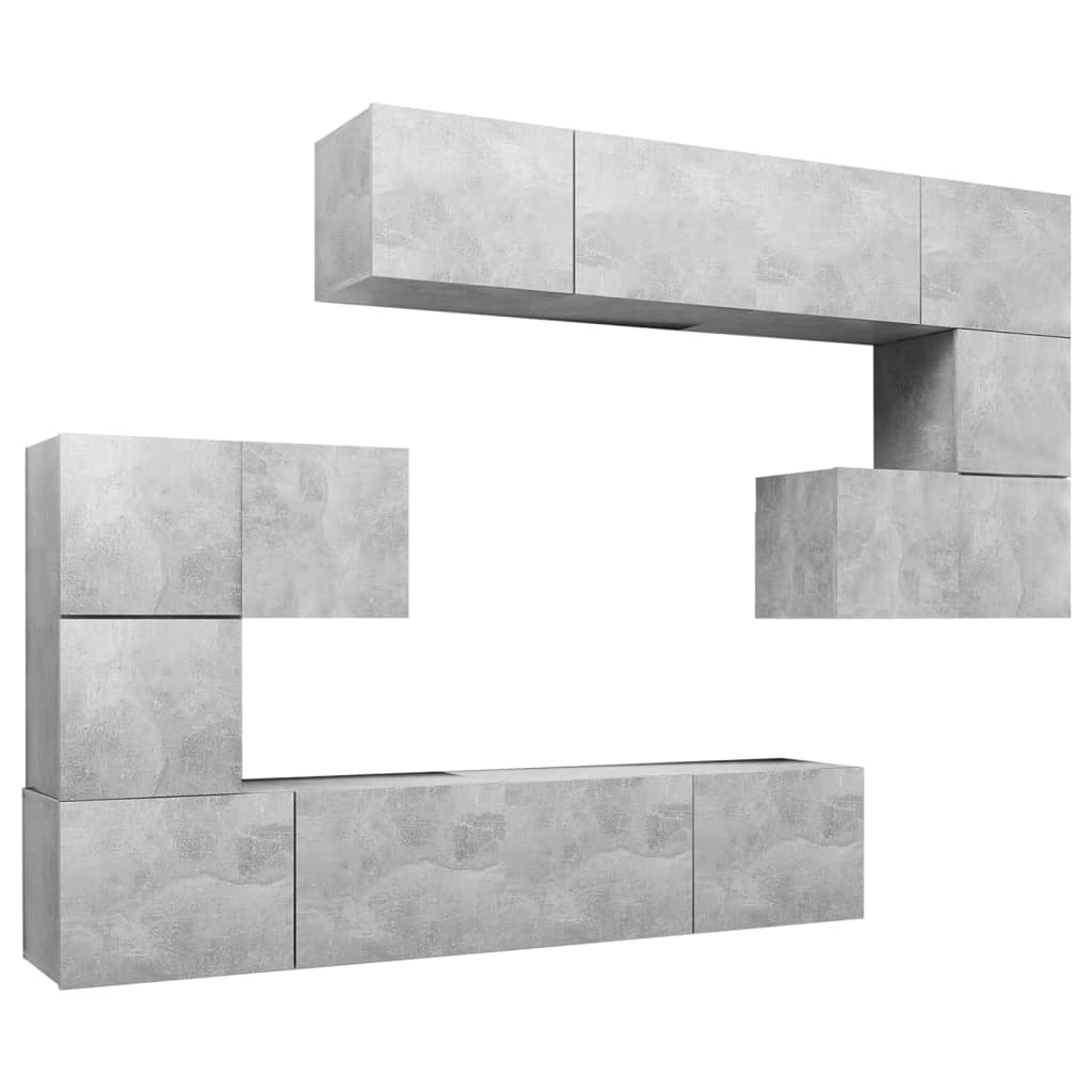 juego de mueble para tv de 8 piezas aglomerado gris hormigon