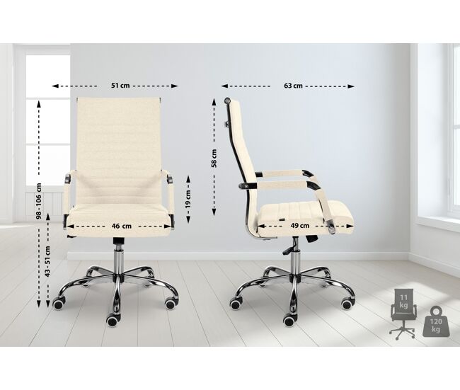 Silla de oficina amadora en cuero pu o tela 51x63x98 cm