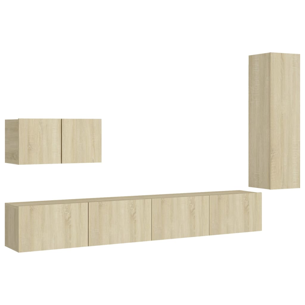 Juego de muebles de salón 4 piezas roble sonoma