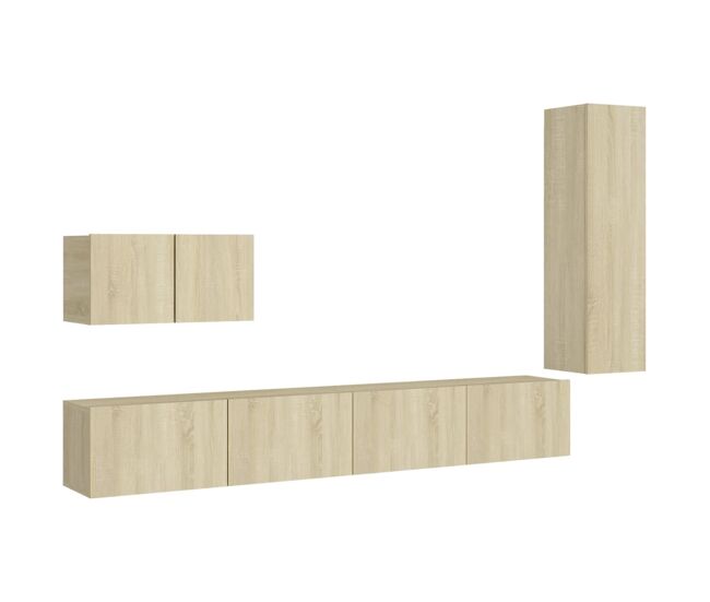 Juego de muebles de salón 4 piezas roble sonoma