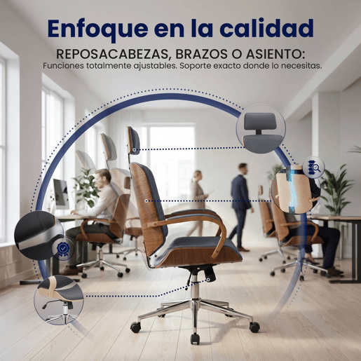 Silla de oficina Dayton Simil cuero Nogalgris 70X70X118 cm