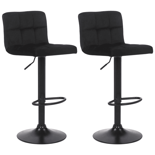 Juego de 2 taburetes de bar Feni Terciopelo Negro 40X40X85 cm