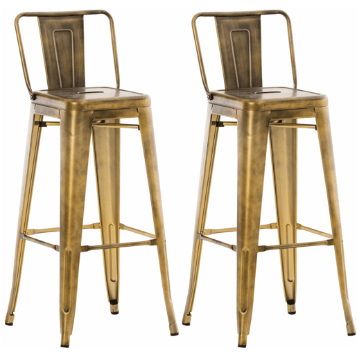 Juego de 2 Taburetes de Bar Mason Metal Dorado 43X44X96 cm