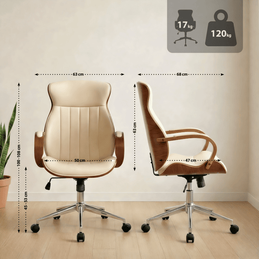 Silla De Oficina Melilla Simil cuero Nogalcrema 68X63X100 cm