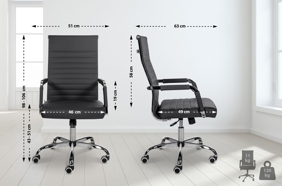Silla de oficina amadora en cuero pu o tela 51x63x98 cm