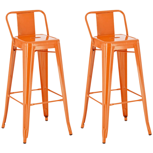 Juego de 2 Taburetes de Bar Mason Metal Naranja 43X44X96 cm